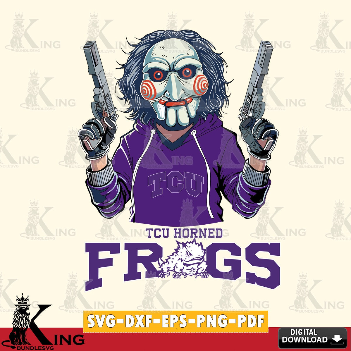 Printable art of TCU Horned Frogs Jigsaw Billy Football, high-quality vector for DIY scrapbooking and home decor