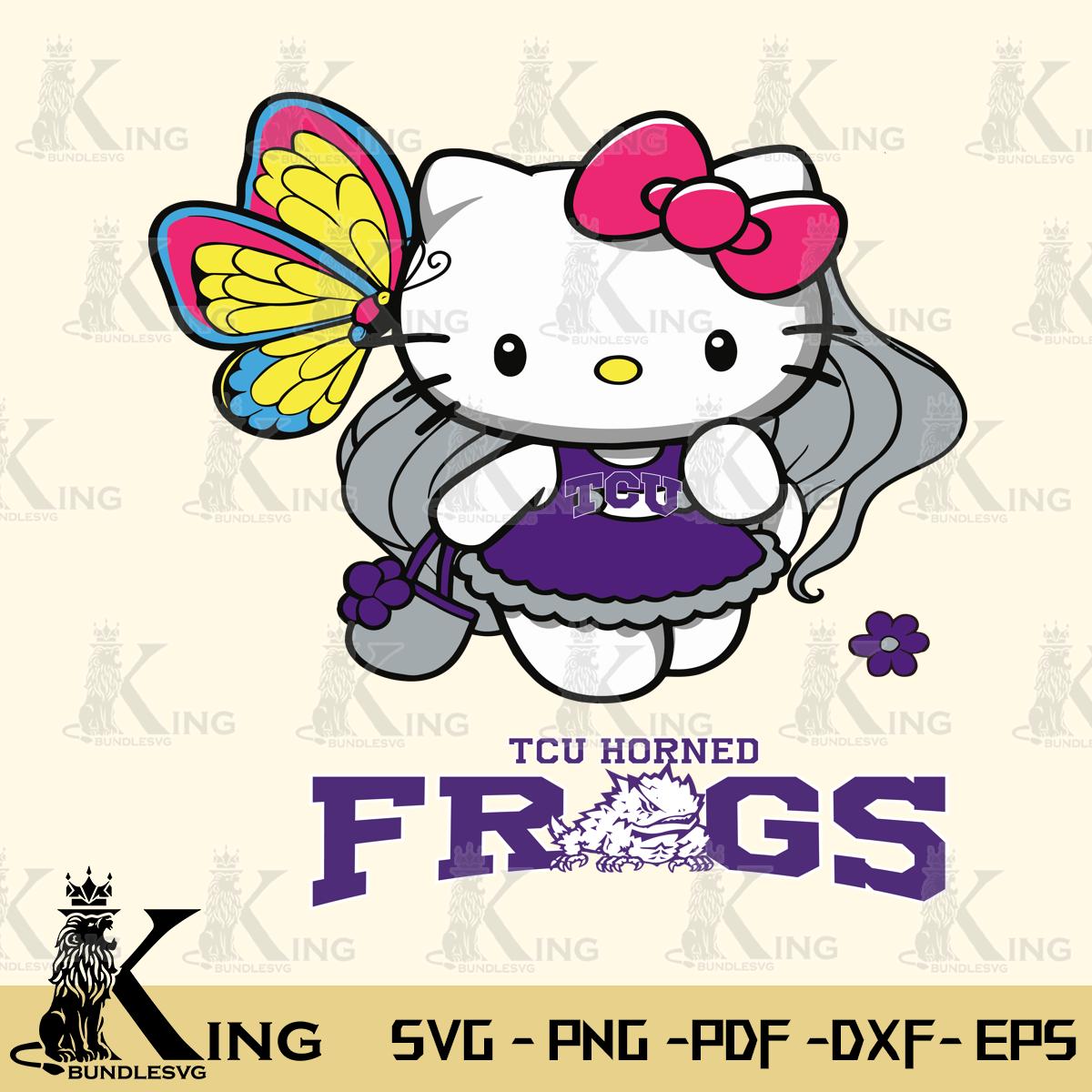 TCU Horned Frogs Kitty Cartoon Svg Eps Dxf Png File, Digital Download