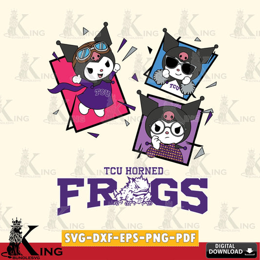 TCU Horned Frogs Kuromi Action Football SVG file, Cricut, Cut file  , Digital Download , Instant Download, Sanrio svg, Clipart
