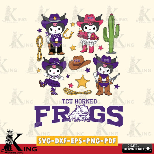 TCU Horned Frogs Kuromi Cowboy Western SVG file, Cricut, Cut file  , Digital Download , Instant Download, Sanrio svg, Clipart