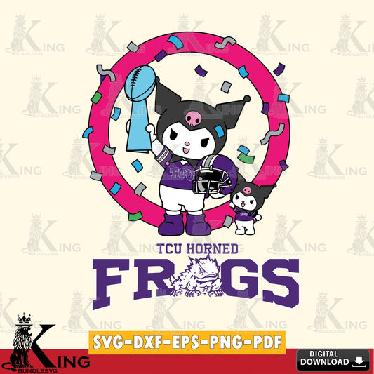 TCU Horned Frogs Kuromi Football Champion SVG file, Cricut, Cut file  , Digital Download , Instant Download, Sanrio svg, Clipart