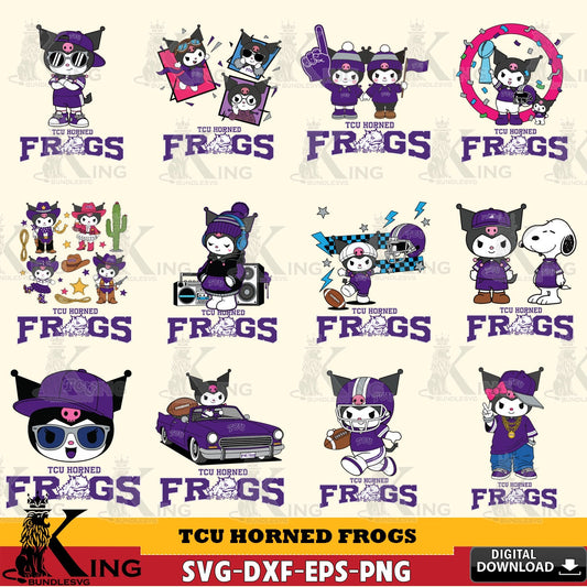 TCU Horned Frogs Kuromi Football Jersey NCAA Bundle SVG file, Cricut, Cut file  , Digital Download , Instant Download, Sanrio svg, Clipart