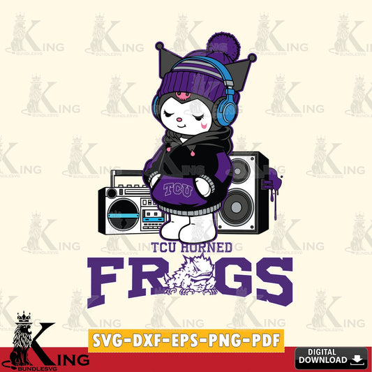 TCU Horned Frogs Kuromi Football Music SVG file, Cricut, Cut file  , Digital Download , Instant Download, Sanrio svg, Clipart