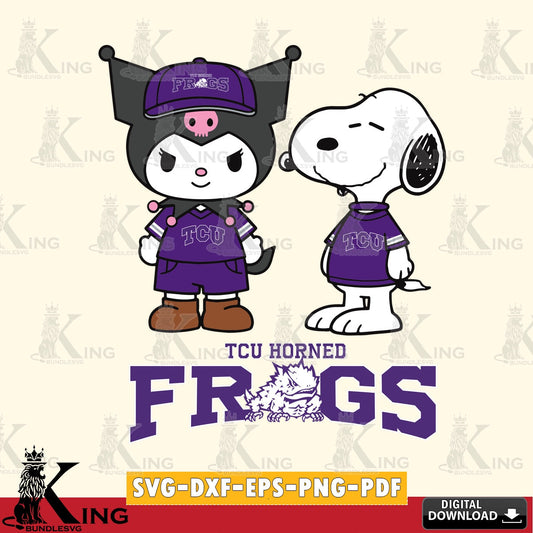 TCU Horned Frogs Kuromi Snoopy Football SVG file, Cricut, Cut file  , Digital Download , Instant Download, Sanrio svg, Clipart