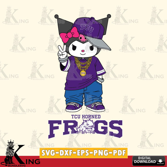 TCU Horned Frogs Kuromi Streetwear Style SVG file, Cricut, Cut file  , Digital Download , Instant Download, Sanrio svg, Clipart
