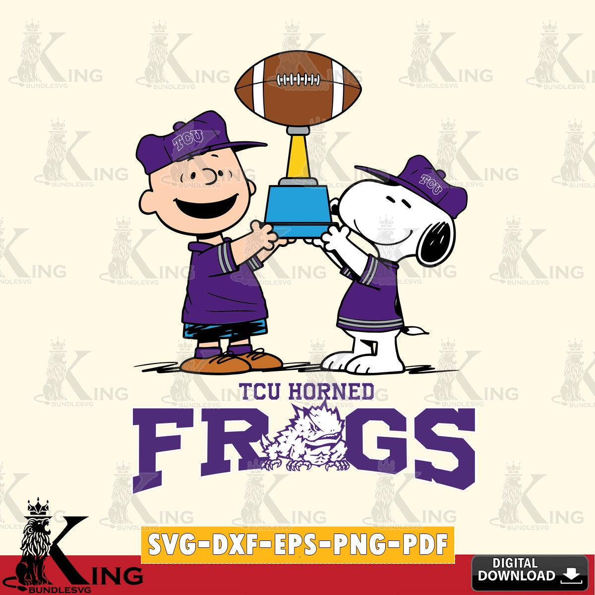 TCU Horned Frogs Peanuts Football Trophy SVG, Cricut, Cut file  , Digital Download , Instant Download, Peanuts svg, NCAA svg, Football svg, Sport svg