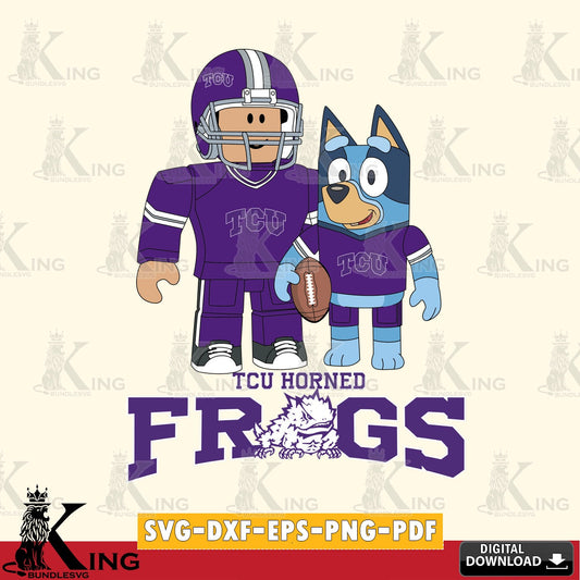 TCU Horned Frogs Roblox & Bluey Football SVG file , NCAA Cricut,  File cut , Digital Download , PDF File