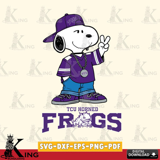 TCU Horned Frogs Snoopy Say hi SVG, Cricut, Cut file  , Digital Download , Instant Download, Peanuts svg, NCAA svg, Football svg, Sport svg