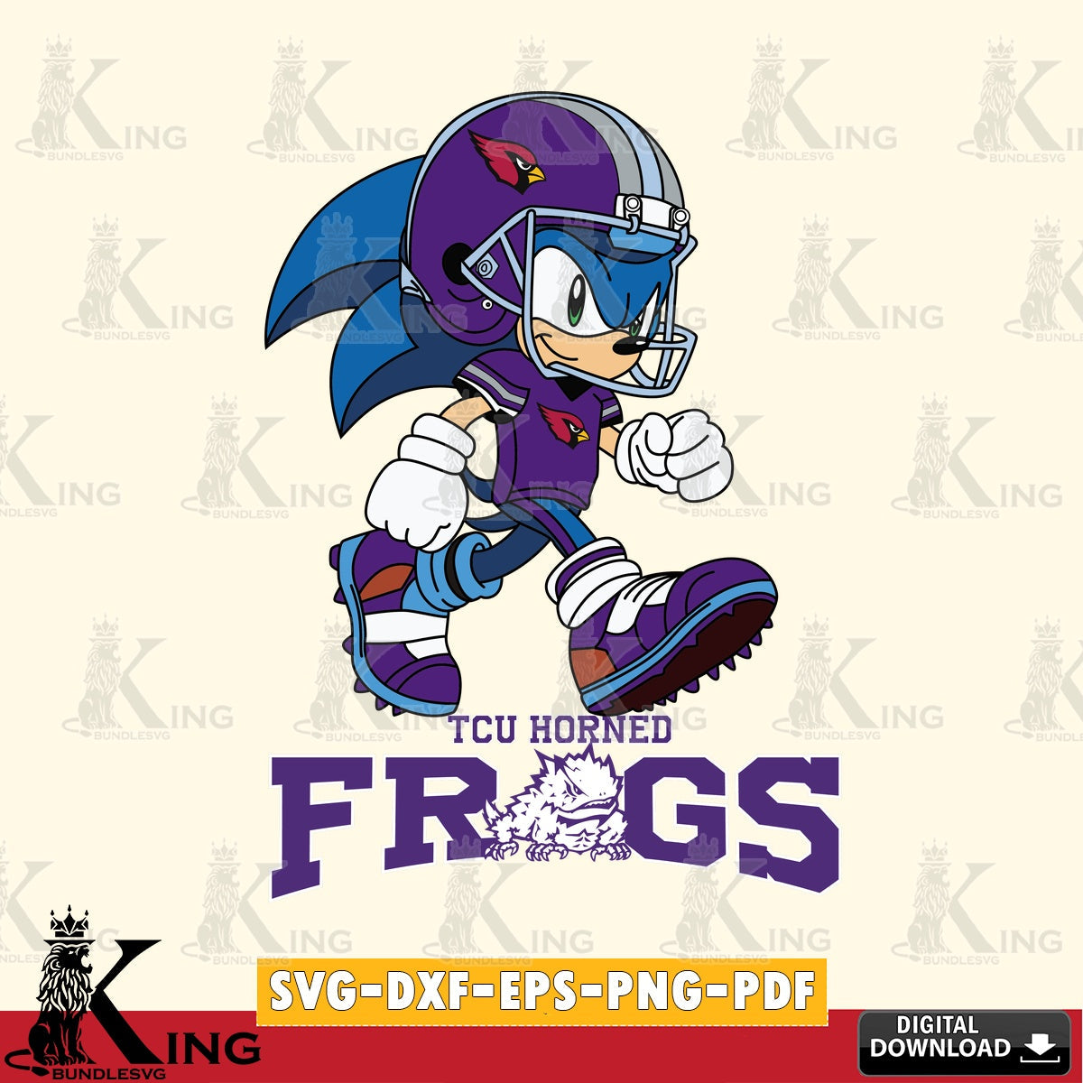 TCU Horned Frogs Sonic Ready Football SVG file, Vector , Digital Download , PDF File , Instant Download