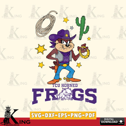 TCU Horned Frogs Taz Cowboy Western SVG file, Cut file  , Digital Download , Instant Download, Taz svg, NCAA svg