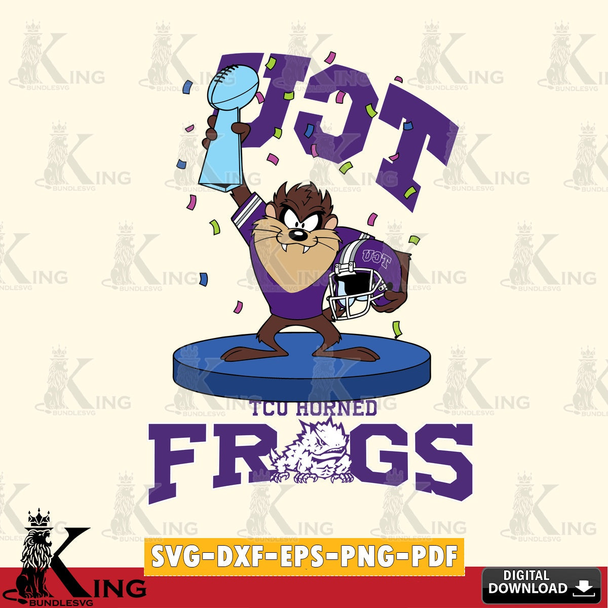 TCU Horned Frogs Taz Trophy Podium SVG file, Cut file  , Digital Download , Instant Download, Taz svg, NCAA svg