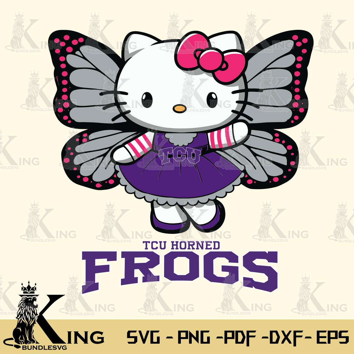 TCU Horned Frogs Whimsical Kitty Wings Svg Eps Dxf Png File, Digital Download