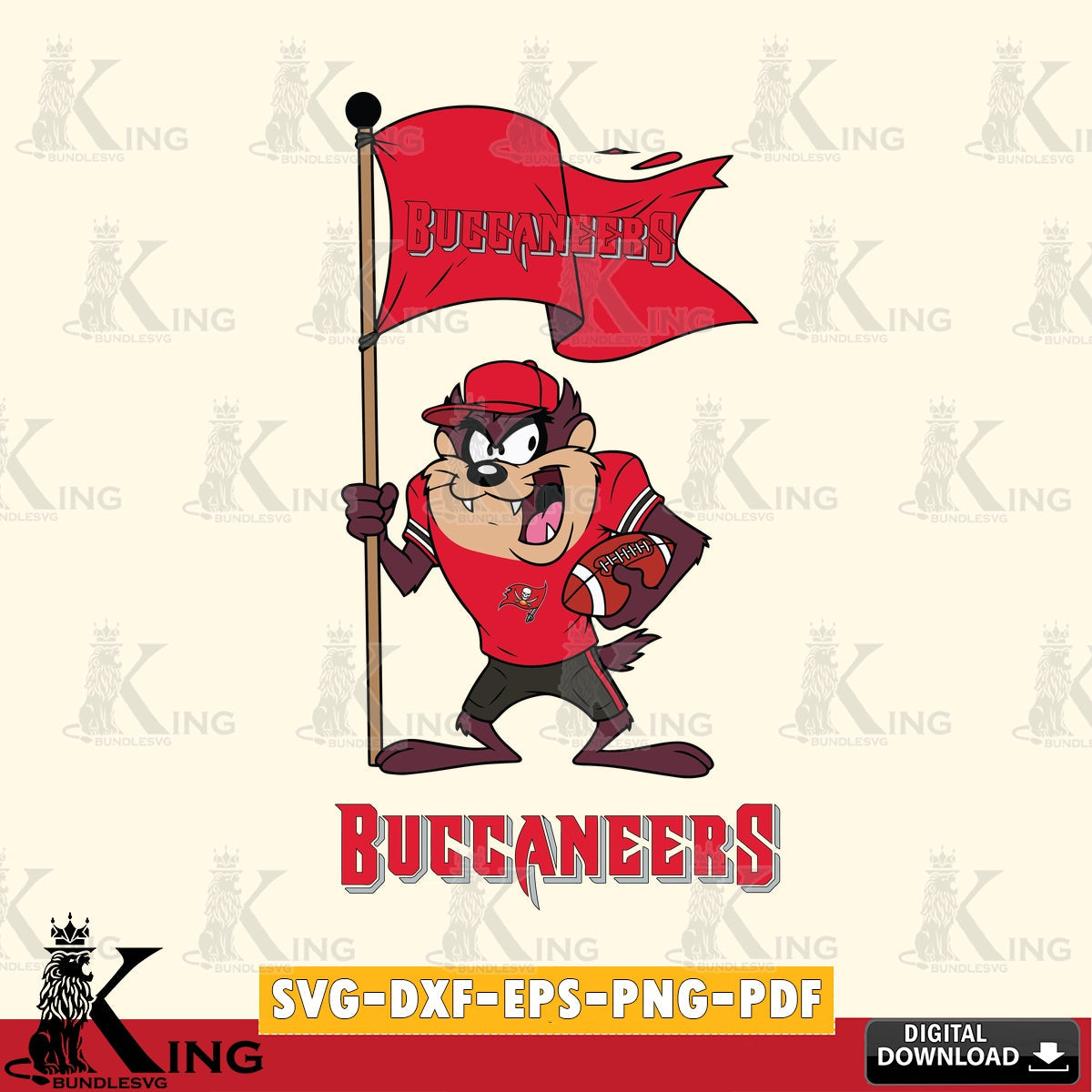 Tampa Bay Buccaneers Football Taz Flag Art Cut file  , Digital Download , Instant Download, Looney Tunes svg, Football svg