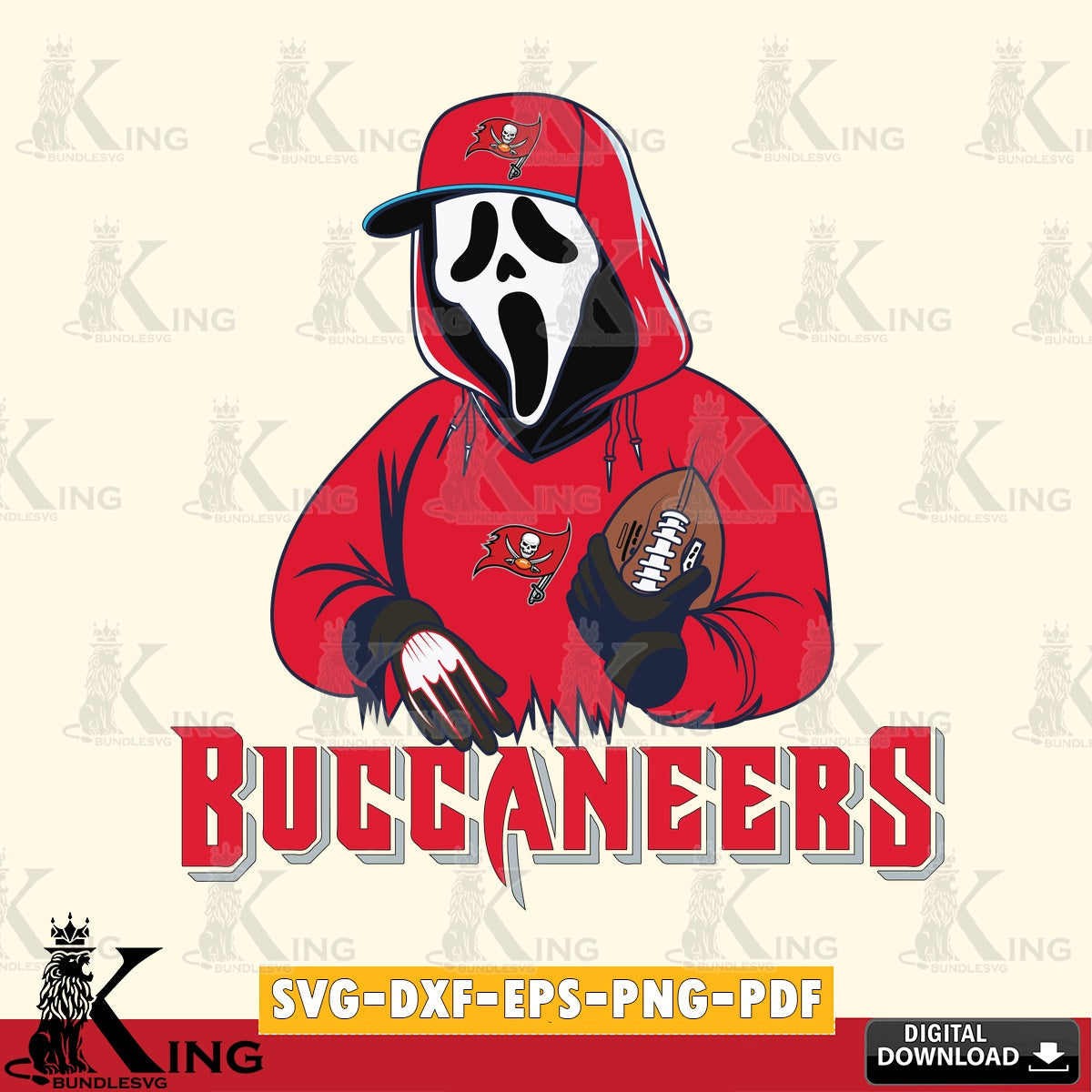 Stylish representation of Tampa Bay Buccaneers Ghostface Scream player, versatile clip art for stickers, decals, and mugs