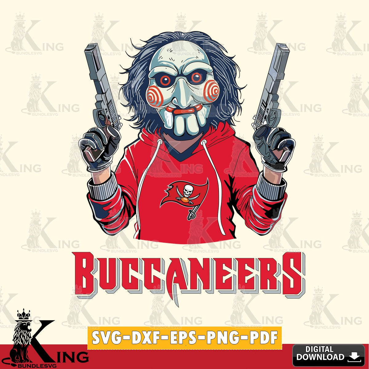 High-quality graphic of a Tampa Bay Buccaneers Jigsaw Billy Football vector art for engraving, cutting, and printing