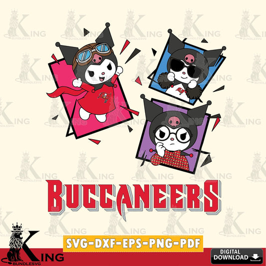 Tampa Bay Buccaneers Kuromi Action Football SVG file, Cricut, Cut file  , Digital Download , Instant Download, Sanrio svg, Clipart
