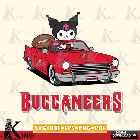 Tampa Bay Buccaneers Kuromi Car Football Game SVG file, Cricut, Cut file  , Digital Download , Instant Download, Sanrio svg, Clipart