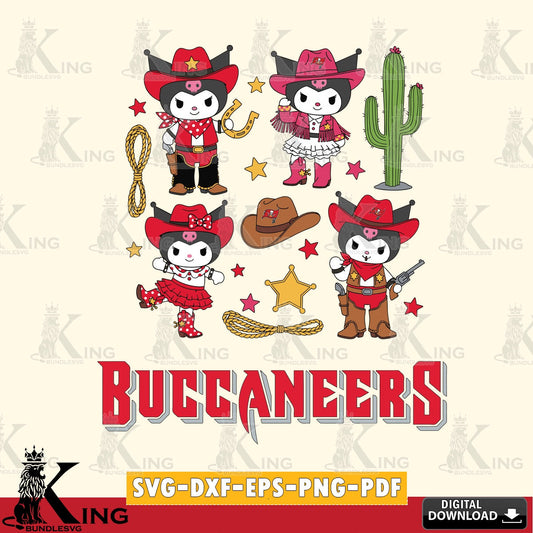 Tampa Bay Buccaneers Kuromi Cowboy Western SVG file, Cricut, Cut file  , Digital Download , Instant Download, Sanrio svg, Clipart