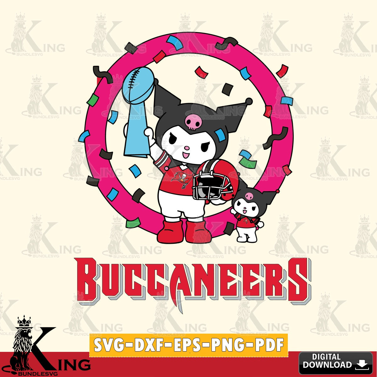 Tampa Bay Buccaneers Kuromi Football Champion SVG file, Cricut, Cut file  , Digital Download , Instant Download, Sanrio svg, Clipart