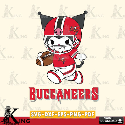 Tampa Bay Buccaneers Kuromi Football Run SVG file, Cricut, Cut file  , Digital Download , Instant Download, Sanrio svg, Clipart