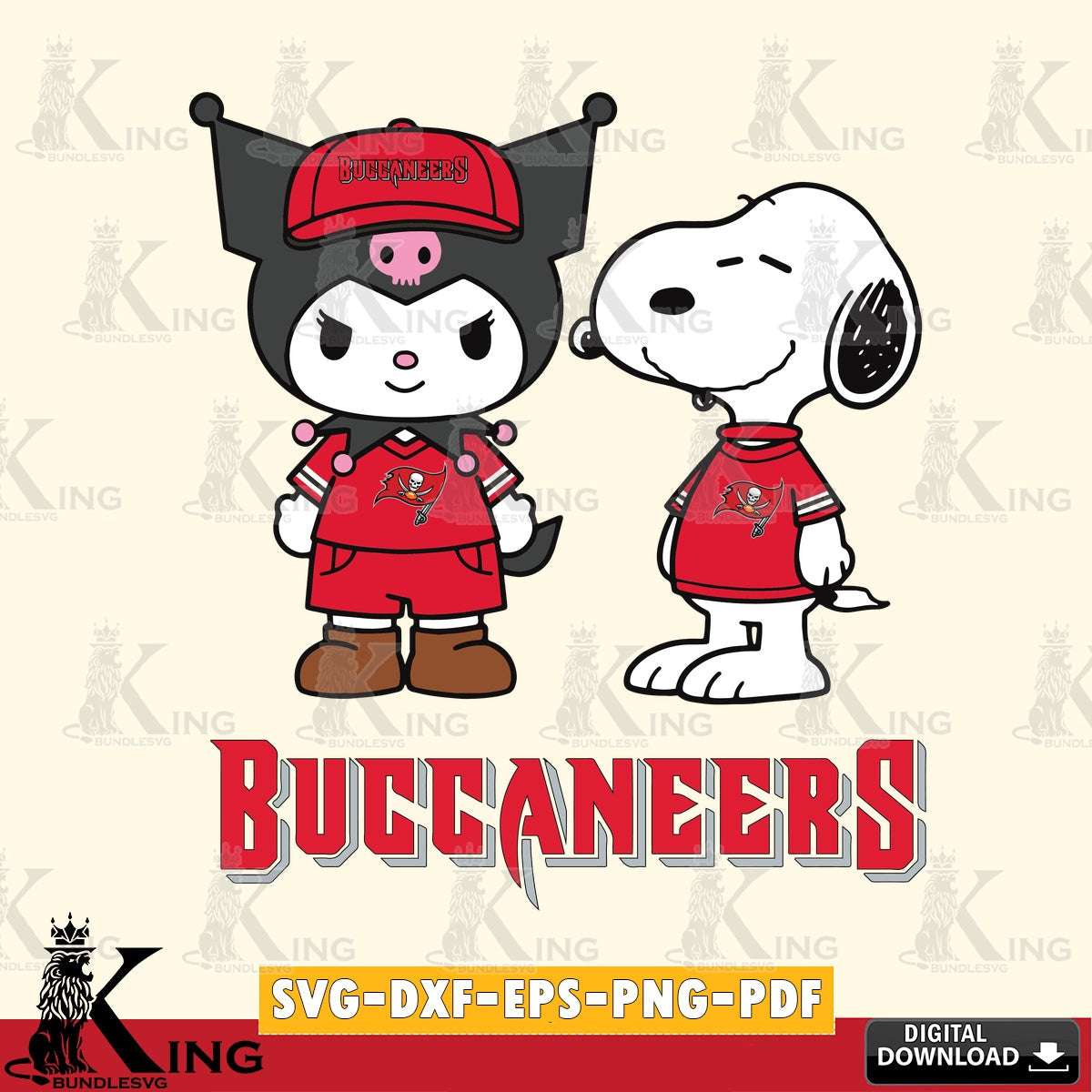 Tampa Bay Buccaneers Kuromi Snoopy Football SVG file, Cricut, Cut file  , Digital Download , Instant Download, Sanrio svg, Clipart