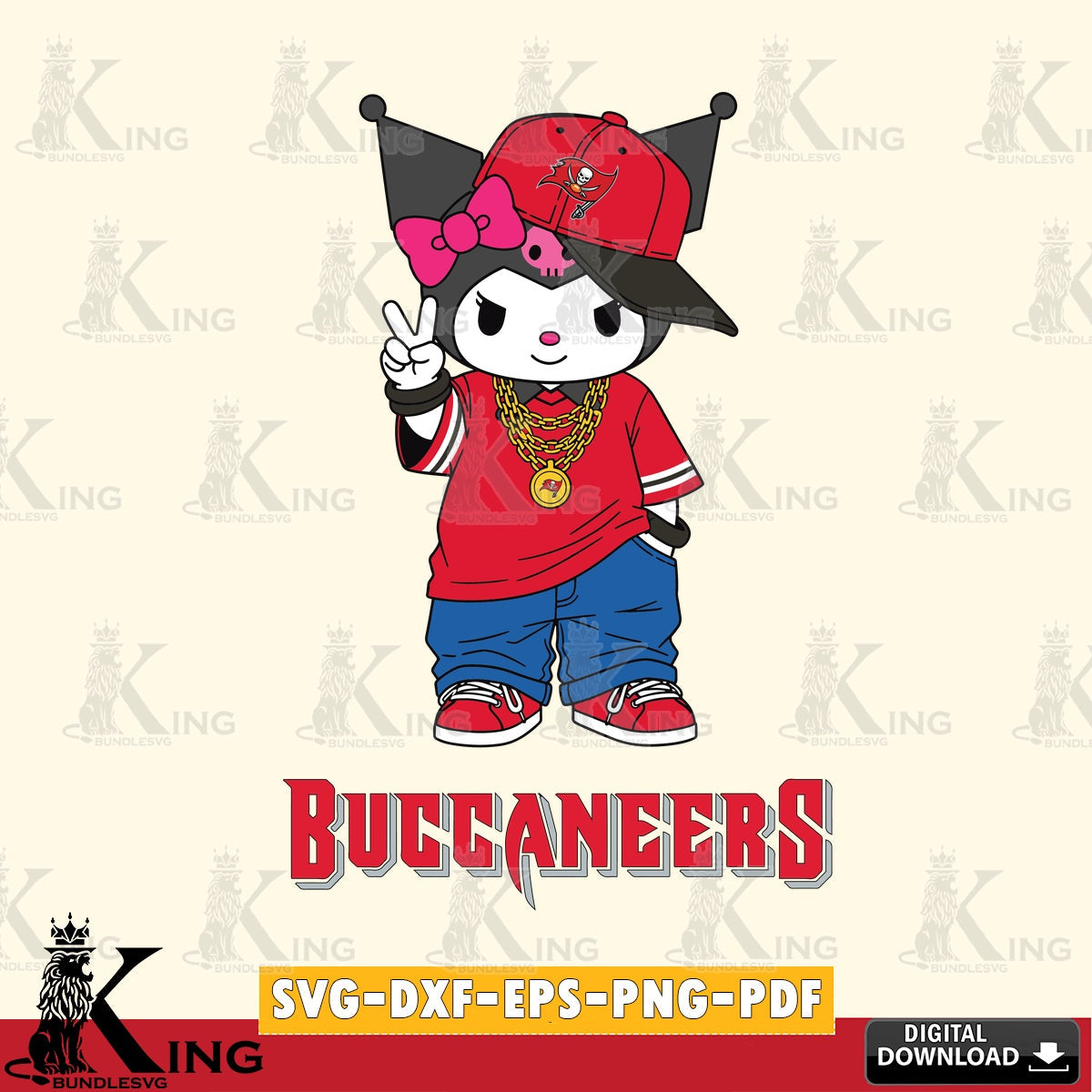 Tampa Bay Buccaneers Kuromi Streetwear Style SVG file, Cricut, Cut file  , Digital Download , Instant Download, Sanrio svg, Clipart