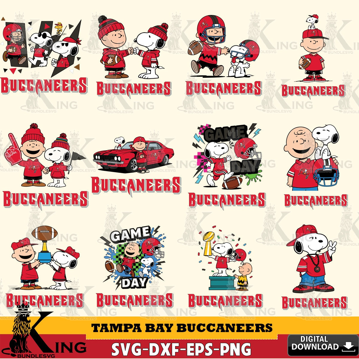 Tampa Bay Buccaneers Peanuts Play Football NFL Bundle Cricut file , Cut file  , Digital Download , PDF File , Instant Download