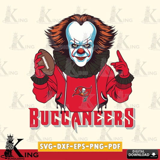 Modern graphic depicting Tampa Bay Buccaneers Pennywise player football, digital file for silhouette cameo and cricut projects