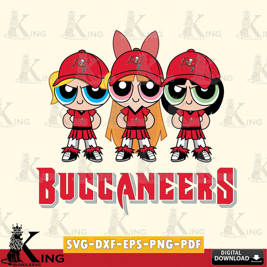 Eye-catching graphic of Tampa Bay Buccaneers PowerPuff Girls football, a printable vector design for sublimation and crafts.