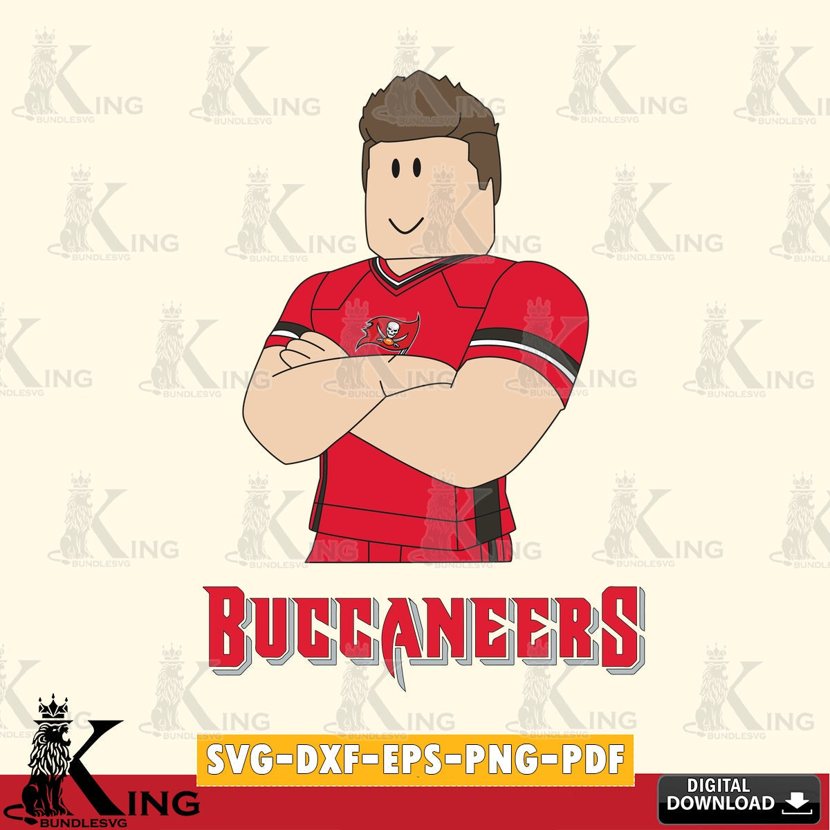 High-quality graphic of Tampa Bay Buccaneers Roblox Football, NFL vector illustration for POD merchandise and apparel