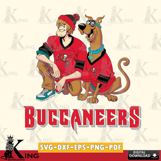 Printable art of Tampa Bay Buccaneers Shaggy and Scooby Doo football, versatile clip art for stickers, decals, and mugs.