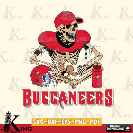 Unique artwork depicting a Tampa Bay Buccaneers skeleton player football, a printable vector design for sublimation and crafts