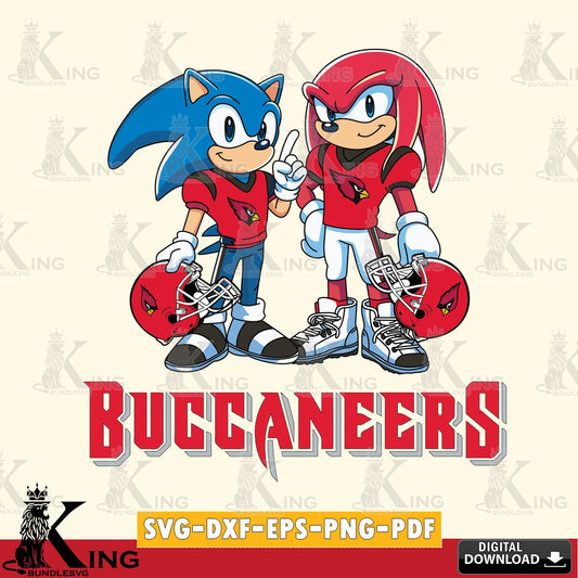 Creative design featuring Tampa Bay Buccaneers Sonic and Knuckles football, a digital file for silhouette cameo and cricut