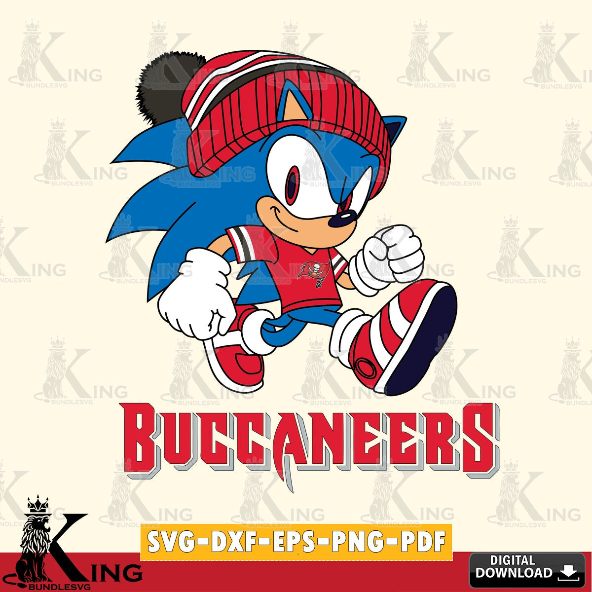 Stylish representation of Tampa Bay Buccaneers Sonic Football, vector illustration for POD merchandise and apparel
