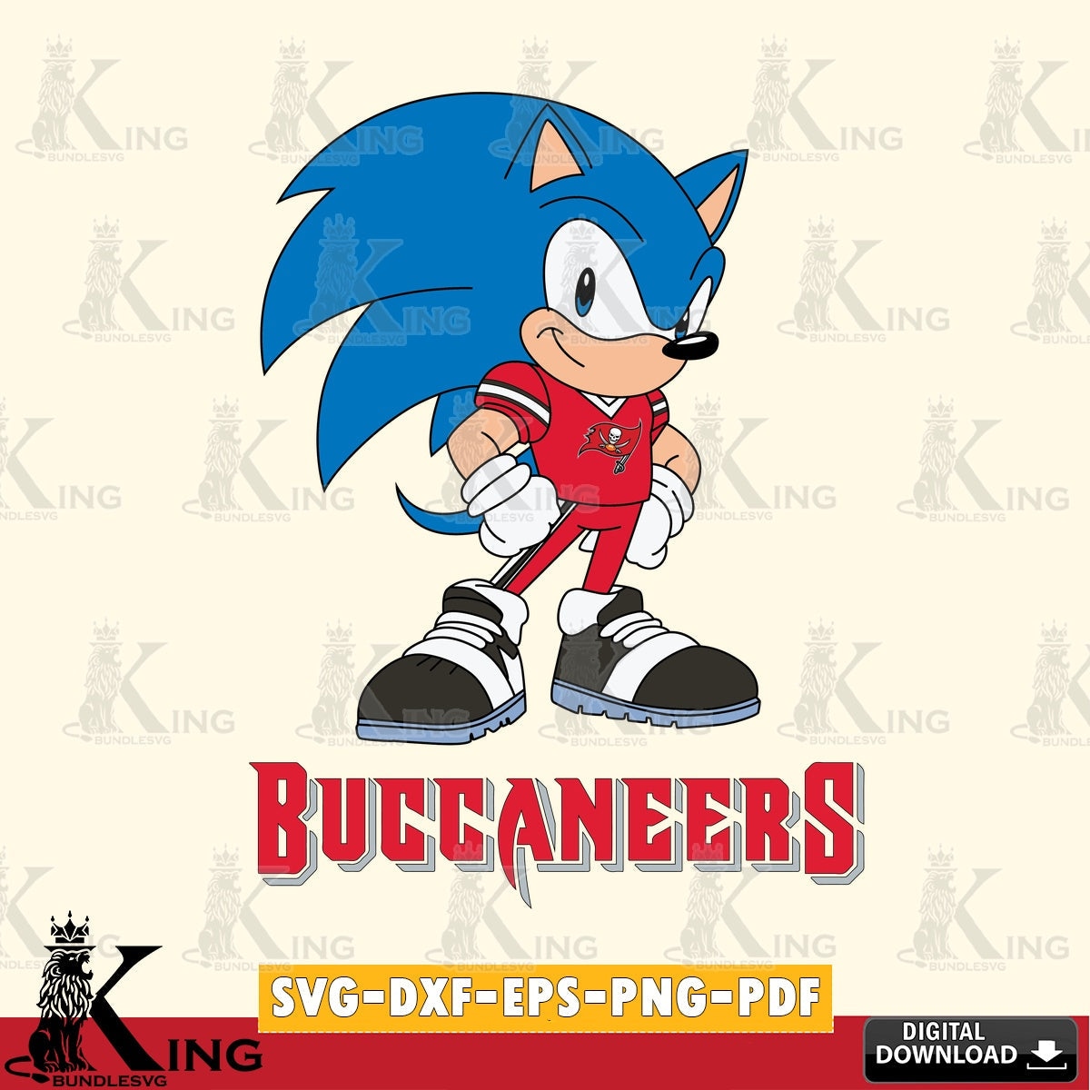 Digital clipart of Tampa Bay Buccaneers Sonic Football Star Mascot cut file ideal for vinyl projects and T-shirt printing
