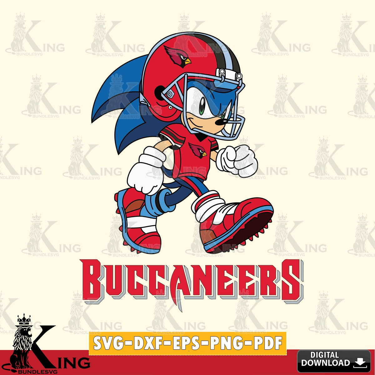 Printable art of Tampa Bay Buccaneers Sonic Ready Football, digital download for Cricut Maker and paper crafts