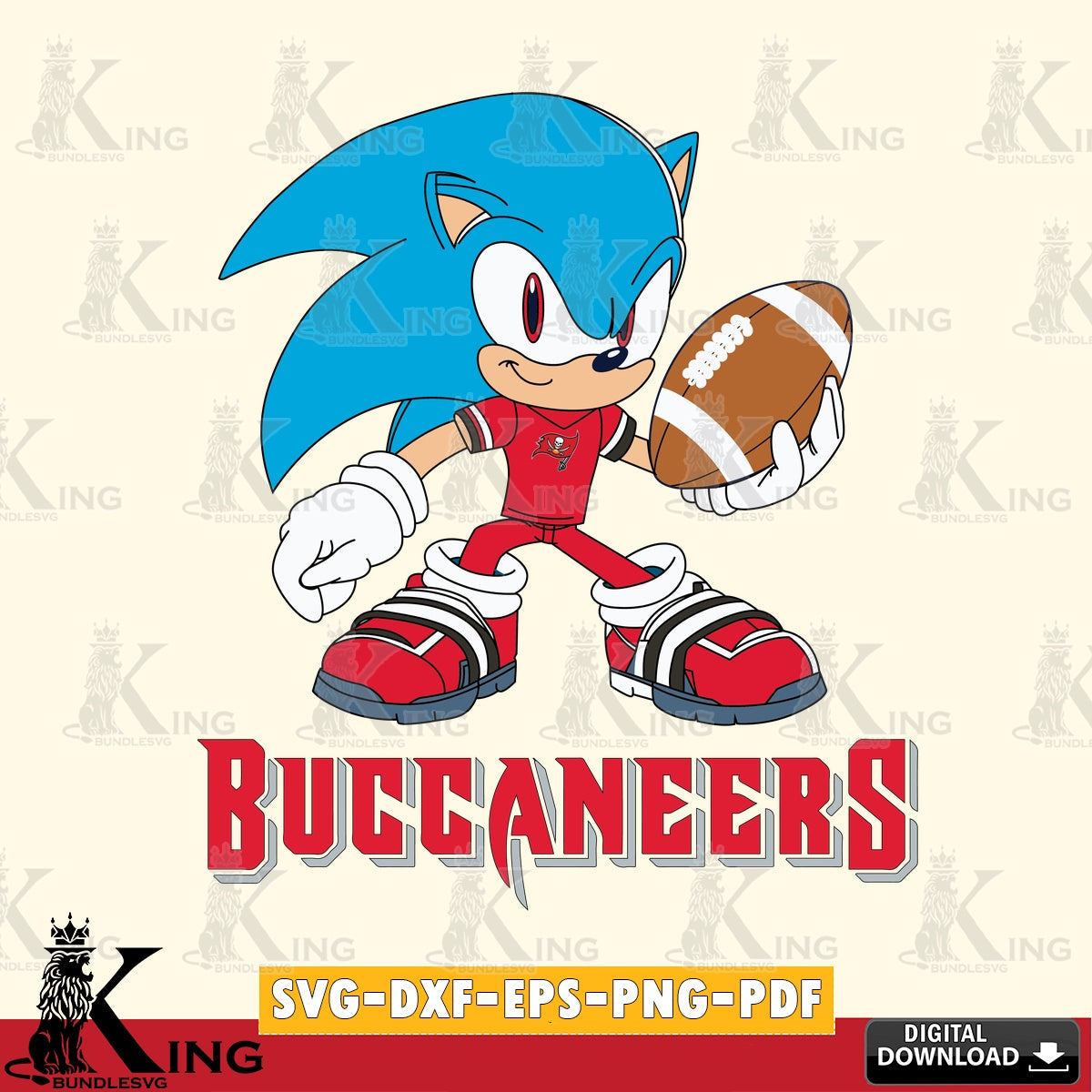 Eye-catching graphic of Tampa Bay Buccaneers Sonic Rugby SVG PNG design suitable for Glowforge and laser cutting