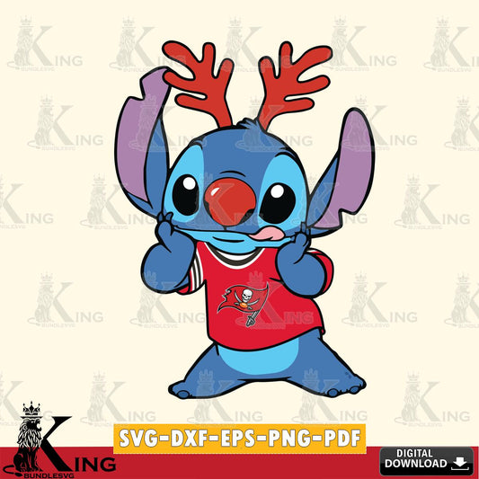 Tampa Bay Buccaneers Stitch Reindeer SVG, NFL for Cricut, Silhouette, Digital Download , file cut