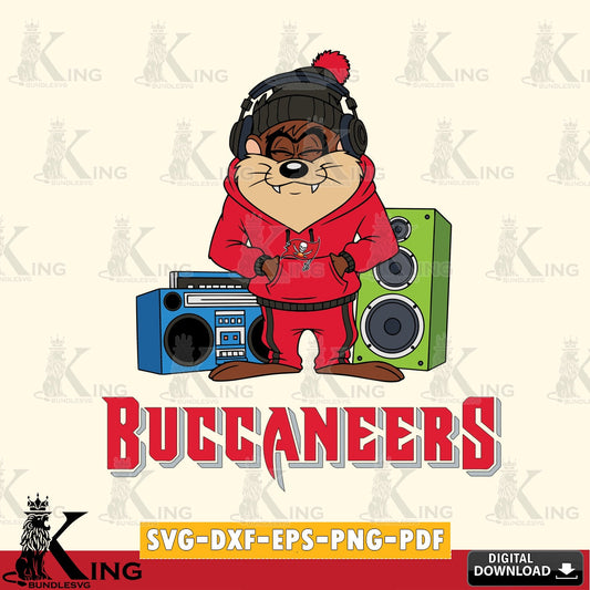 Tampa Bay Buccaneers Taz Hip Hop Cut file  , Digital Download , Instant Download, Looney Tunes svg, Football svg