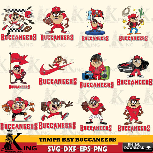Tampa Bay Buccaneers Taz (Looney Tunes) Football NFL Bundle Cut file  , Digital Download , Instant Download, Looney Tunes svg, Football svg