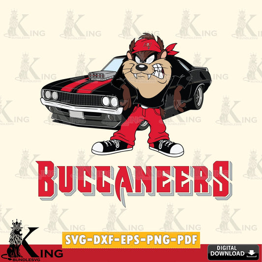 Tampa Bay Buccaneers Taz Racing Car Cut file  , Digital Download , Instant Download, Looney Tunes svg, Football svg