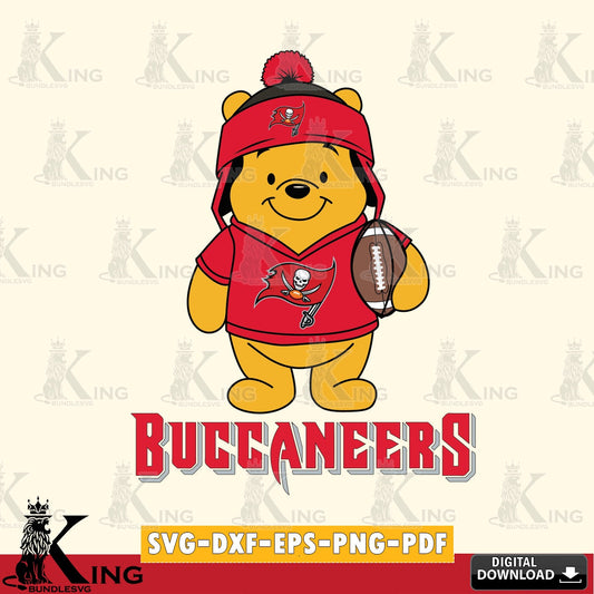 Creative design featuring Tampa Bay Buccaneers Winnie the Pooh player football cut file ideal for vinyl projects and T-shirt