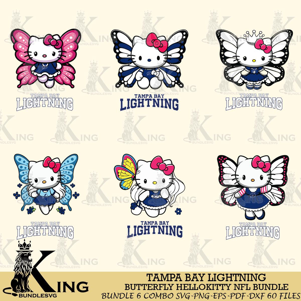 Tampa Bay Lightning Butterfly Hello Kitty bundleSvg Eps Dxf Png File, Digital Download