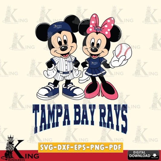 Tampa Bay Rays Baseball Mickey Minnie Mouse SVG File, MLB for Cricut, Silhouette, Digital Download , file cut