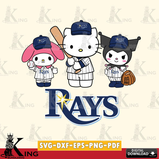 Artistic drawing of Tampa Bay Rays cute kawaii friends, versatile clip art for stickers, decals, and mugs.