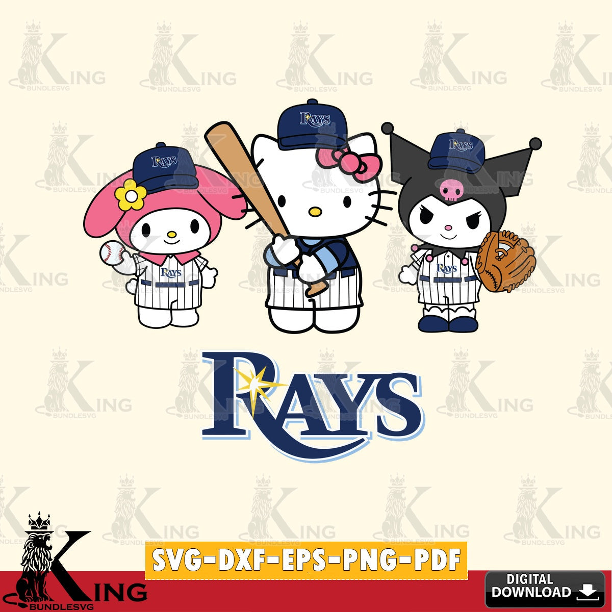Vector design showing Tampa Bay Rays Kawaii baseball team for Cricut, SVG cut file for personalized gifts and laser projects
