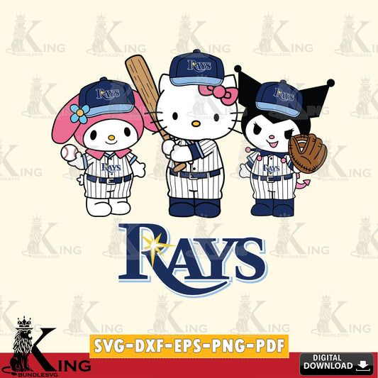 Digital download featuring a Tampa Bay Rays Kawaii team baseball player SVG PNG design suitable for Glowforge and laser cutting.