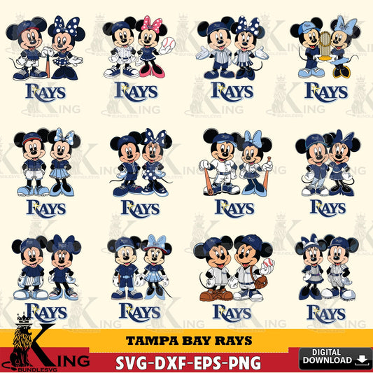Tampa Bay Rays Mickey Minnie Baseball Player MLB Bundle SVG file , For Cricut,  File cut , Digital Download , PDF File, Cut Files