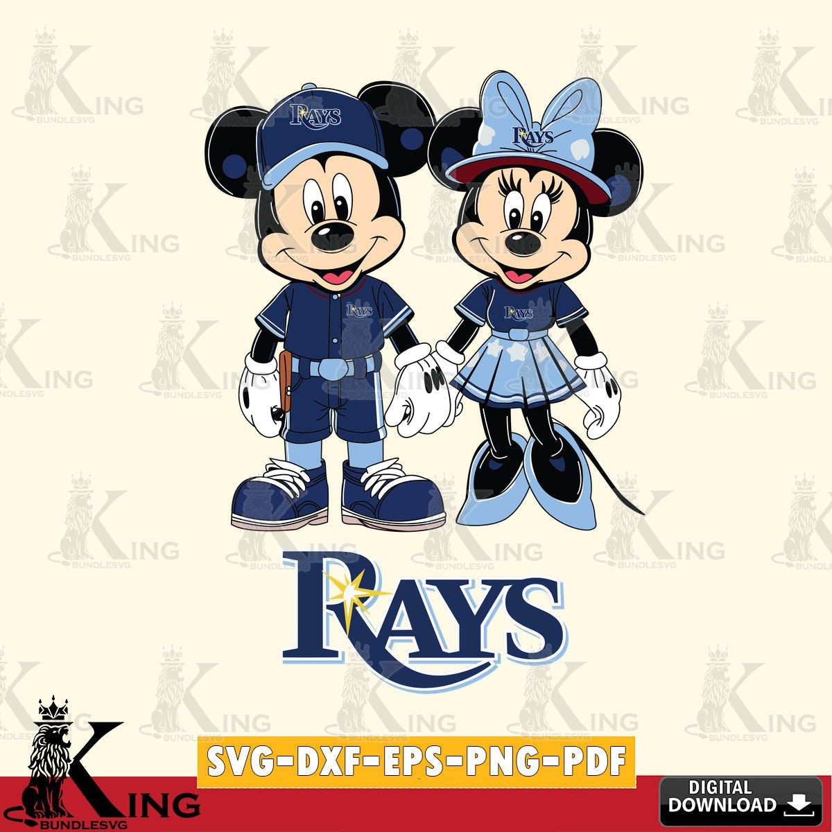 Tampa Bay Rays Mickey Minnie Baseball SVG file , For Cricut,  File cut , Digital Download , PDF File, Cut Files