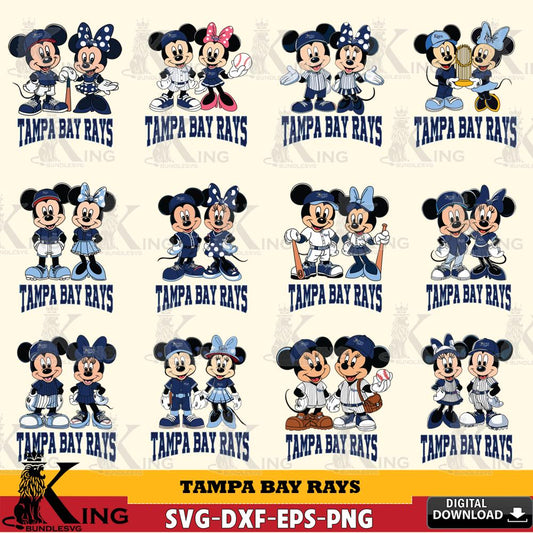 Tampa Bay Rays Mickey Minnie MLB Bundle SVG DXF EPS PNG PDF, MLB for Cricut, Silhouette, Digital Download , file cut
